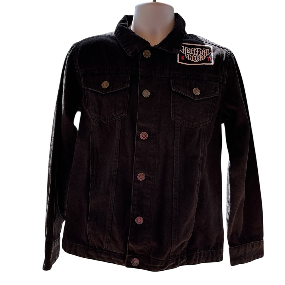 Stranger Things Eddie Munson Black Denim Jacket Official Hell Fire Club Size S
